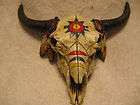 SOUTH WESTERN STYLE PAINTED STEER SKULL SMALL CURIO BOX