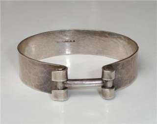 AWESOME & UNUSUAL Hammered Sterling Silver SIGNED MODERNIST Bracelet 