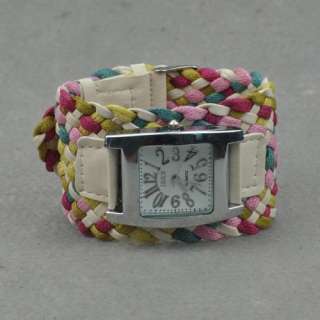   Multicolor Bohemia Twist Charm Lovely Bangle Bracelet Watch ad1472