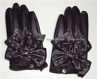 Punk Rock Goth Party Glove ManMade Leather Studded BOW  