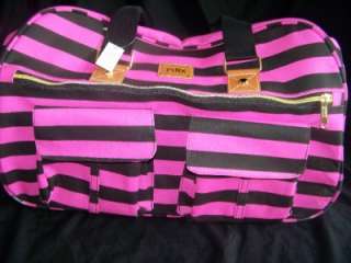 NEW VICTORIAS SECRET PINK STRIPED PURPLE LUGGAGE ROLLING SUITCASE 