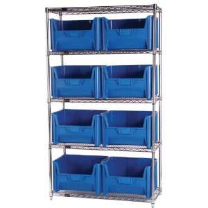 Quantum Storage Wire Shelving 42W Unit with Giant Stack Bins  