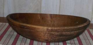   Antique Country Centerpiece Wooden Dough Bowl Flared Edges  