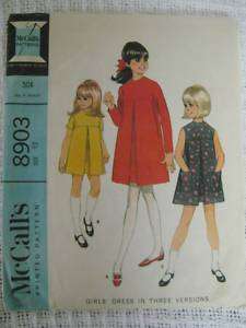 Vintage McCalls 1960s GIRLS DRESS Sewing Pattern  