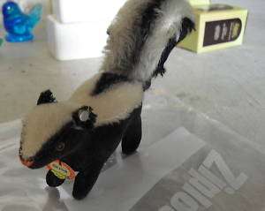 RARE Vintage Miniature Mohair Steiff Skunk w/ Ear Tag  