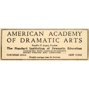  1923 Ad Academy Dramatic Arts Drama Theatre Frohman 
