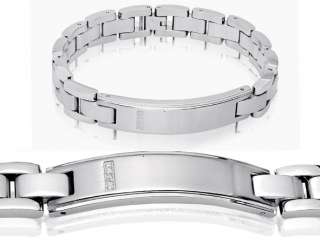 New Mens stainless Steel Classic Link CZ Bracelet  