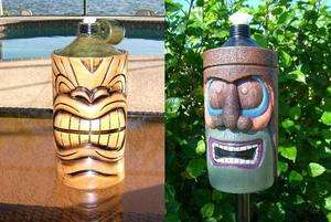 Tiki God Torch Light Hawaiian Luau Face Table Post Deck Parrothead 