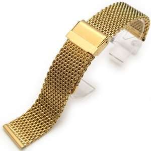 20mm IP Gold Mesh Watch Band Bracelet Wire Mesh Embossed 
