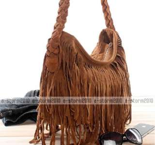 BOHO HIPPIE Faux Suede Fringed Cross Body Bag 2 Colors  