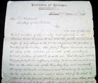 1881 Tombstone Arizona Territory Letter Cowboy Problem Border War 
