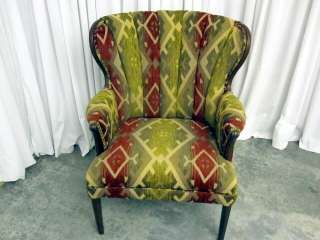 Vintage Channel Back Wing Chair Xtra Nice Cond Walnut New Upholstery 