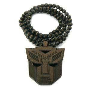 Good Wood New Transformer Autobot Pendant w/Ball Chain Necklace Brown 