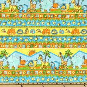   Safari Flannel Border Stripe Multi Fabric By The Yard Arts, Crafts