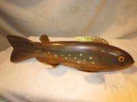 CONTEMPORARY FOLK ART FISH SPEARING DECOY ICE FISHING TROUT CB LEWIS 