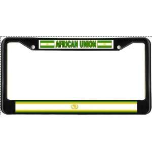 African Union Flag Black License Plate Frame Metal Holder
