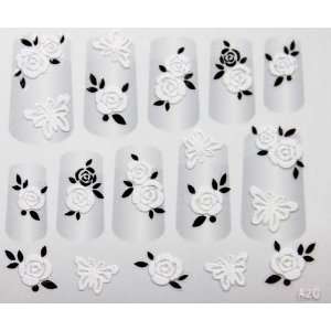  X.T Black leave rose and white rose butterfly DIY fashion 