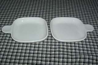   White Grab It Square Serving Plates Dishes Handle Microwave X 2  