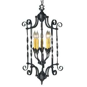   Rennes Le Chateau Wrought Iron 5 Light Foyer Pendant from the Rennes