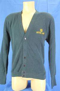 Vintage Preppy Notre Dame Navy & Gold Cardigan Sweater Medium Mens 