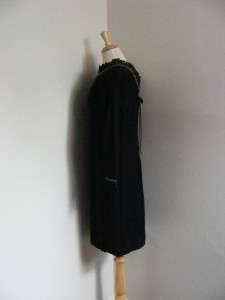 vtg 50s 60s Black Cocktail HOURGLASS Wiggle Dress M Sequins Neck 