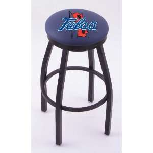 University of Tulsa 30 Single ring swivel bar stool with Black, solid 
