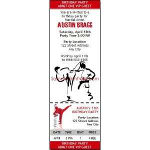 Martial Arts Birthday Party Ticket Invitation