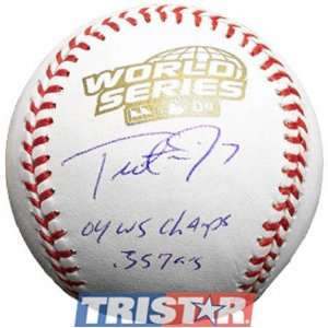 Trot Nixon Autographed 2004 World Series Baseball with 04 WS Champs 