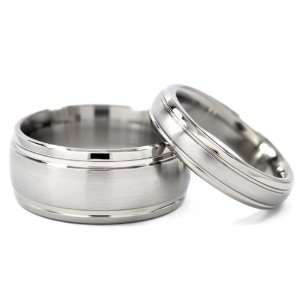  New His and Hers Matching Titanium Wedding Ring Set 