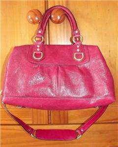 Coach Madison Pink Cherry Sabrina Leather Handbag Satchel 12937 Brass 
