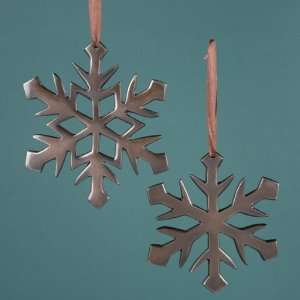   12 Antique Copper Snowflake Christmas Ornaments 5.5
