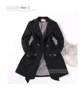 C41041 New Women Long Sleeve Slim Fit Button Trench Double Breasted 