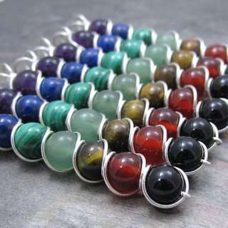 Multi Stone Gemstone Chakra Beaded Sterling Silver Wire Wrapped 