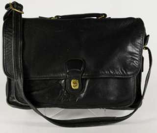 Coach Black Leather Cross Body Briefcase Satchel Shoulder Bag Handbag 