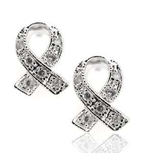  Sterling Silver Crystal Bow Earrings 