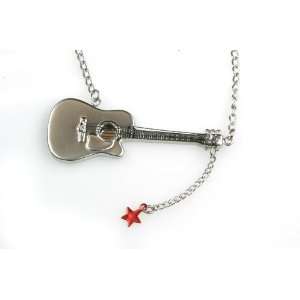  Notables Jewelry Guitar Necklace   Matte Silver Musical 