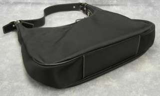 Authentic COACH Black Microfiber Leather Trim Hobo Shoulder Handbag 