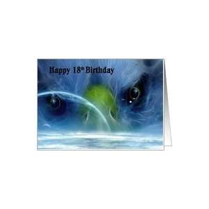  Happy 18th Birthday / Eagle   Blue   Outer space View Card 