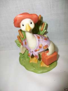 Hallmark Cards Porcelain Goose Duck Figurine w Suitcase  