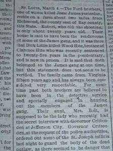 Jesse James Shot Dead Rare Hometown Paper Cleveland  