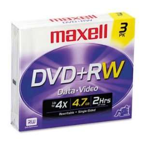  Maxell® DVD+RW Rewritable Disc DISC,DVD+RW,4.7GB,3PK,SR 