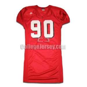  Red No. 90 Team Issued Louisville Adidas Football Jersey 