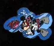minnie mouse in scuba diving gear underwater with fish and