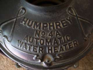 Vintage Humphrey No. Cast Iron gas Water Heater  