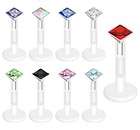 16g 1/4 Bio Flex Diamnd Cut CZ Labret Monroe LOT OF 9