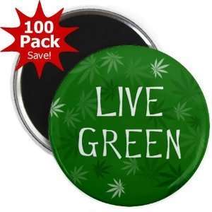   Live Green Marijuana Pot Leaf 100 pack Of 2.25 Inch Fridge Magnets