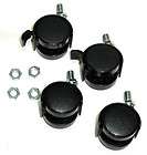 Set of 4 Dual Wheel 1 7/8 Tall Chair Casters with 3/8 Threaded 