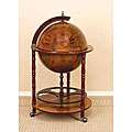 Wood 16th Century Style Globe Bar with Wine Rack Holder   