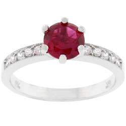 Silvertone Promise Red Cubic Zirconia Ring  