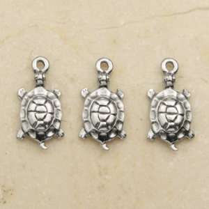    TURTLE Silver Plated PEWTER Charms LOT OF 3